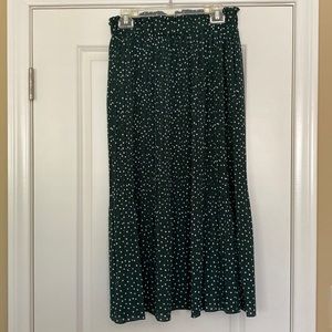 Pleated Polka Dot Midi Skirt